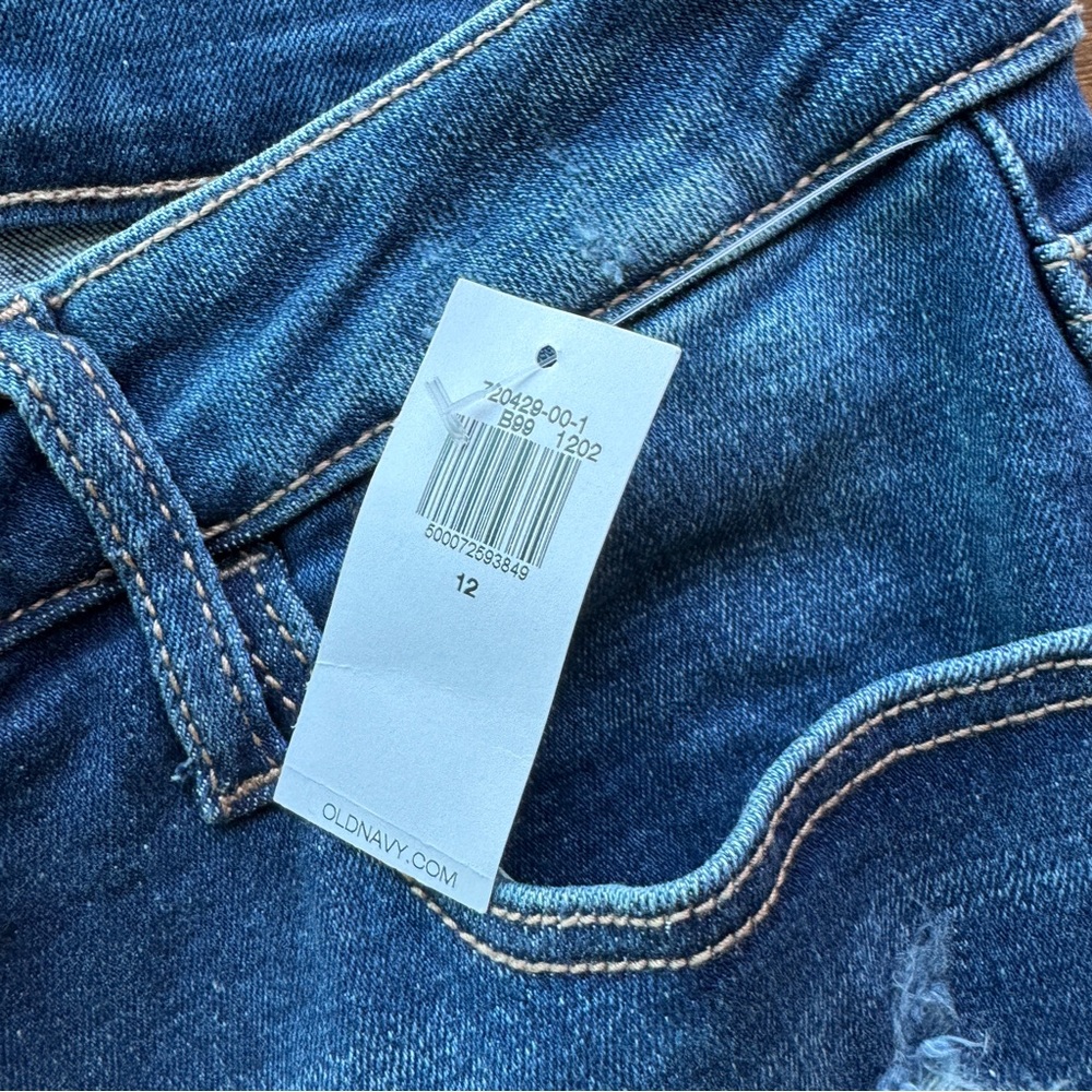 Old Navy Dark Blue Distressed Skinny Jeans - Picture 4 of 8